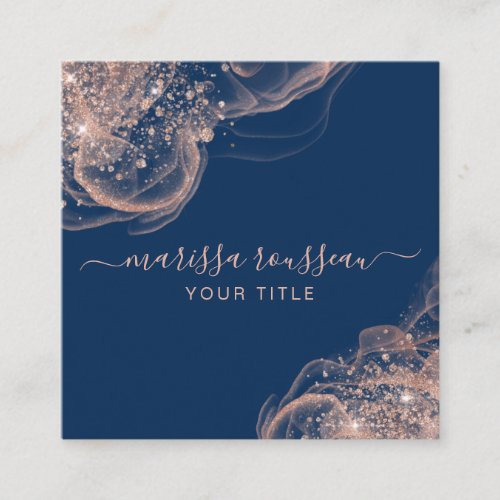 Abstract Rose Gold Glitter Navy Blue Business Card