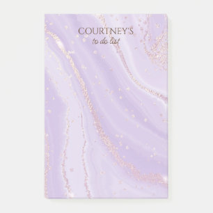 Abstract Rose Gold Glitter Violet Liquid Marble Post-it Notes