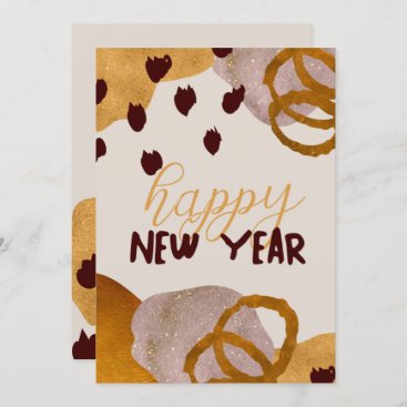 Abstract Rose Gold Happy New Year Holiday Card