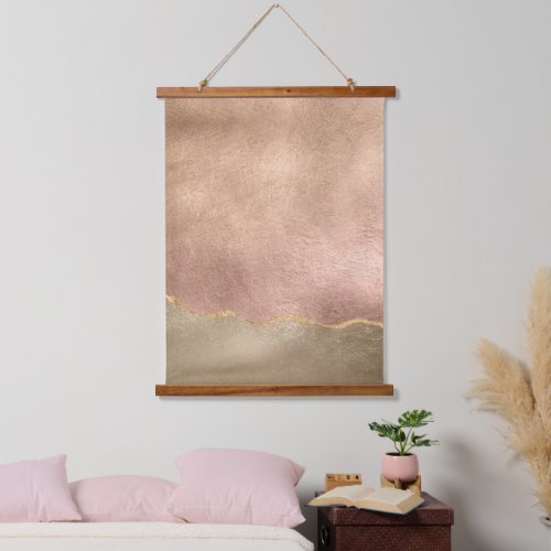 Abstract Rose Gold Iridescent Brushed Metal Effect Hanging Tapestry