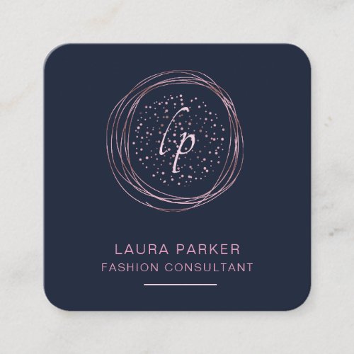Abstract Rose Gold Modern Minimal Faux Confetti Square Business Card