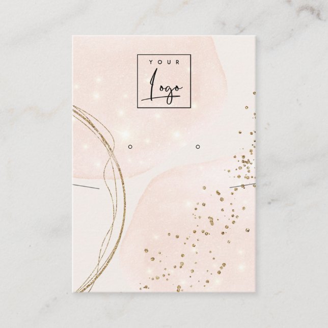 Abstract Rose Gold Necklace Earring Logo Display Business Card (Front)