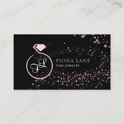 Abstract Rose Gold Paint Splatter Jewelry Logo Business Card