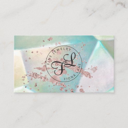 Abstract Rose Gold Paint Splatter Prism Business Card
