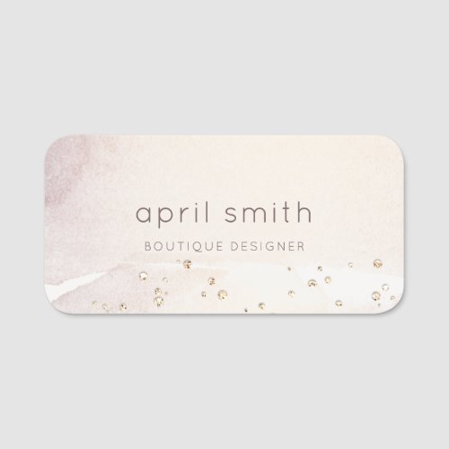 Abstract Rose Gold Purple Watercolor Glitter Name Tag