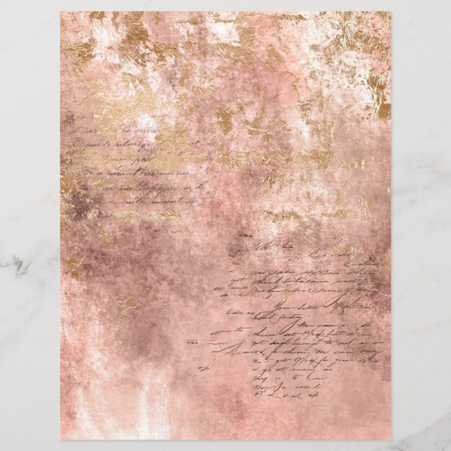 Abstract Rose Gold Textures Scrapbook Paper Sheet (Back)