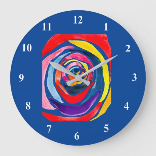 Abstract rose watercolor pop art large clock