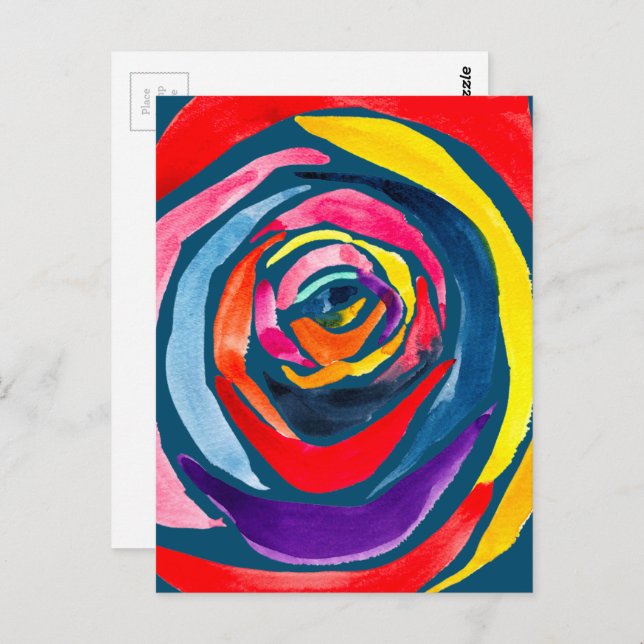 Abstract rose watercolor pop art postcard (Front/Back)