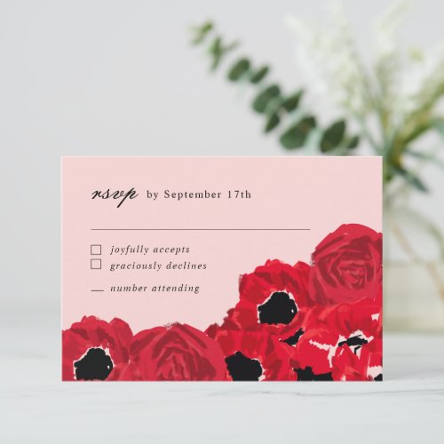 Abstract Roses and Poppies Coordinating Small RSVP Note Card