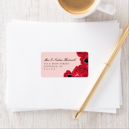 Abstract Roses and Poppies Newlywed Return Address Label