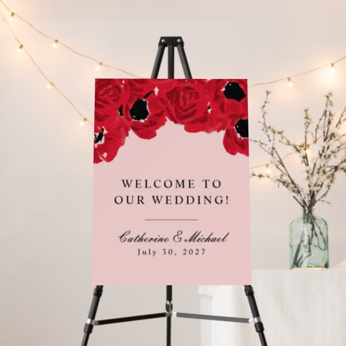 Abstract Roses and Poppies Wedding Signage Foam Board