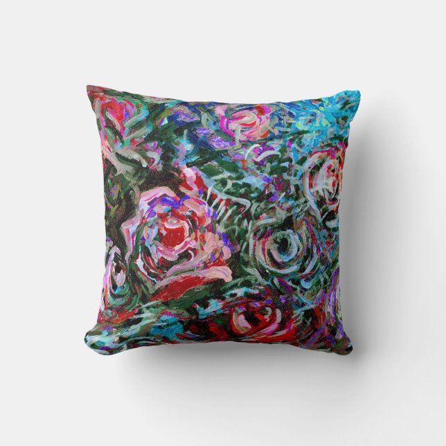 Abstract Roses by Alexandra Cook Throw Pillow (Front)
