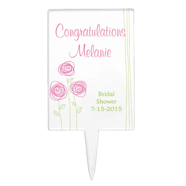Abstract Roses Cake Topper (Front)