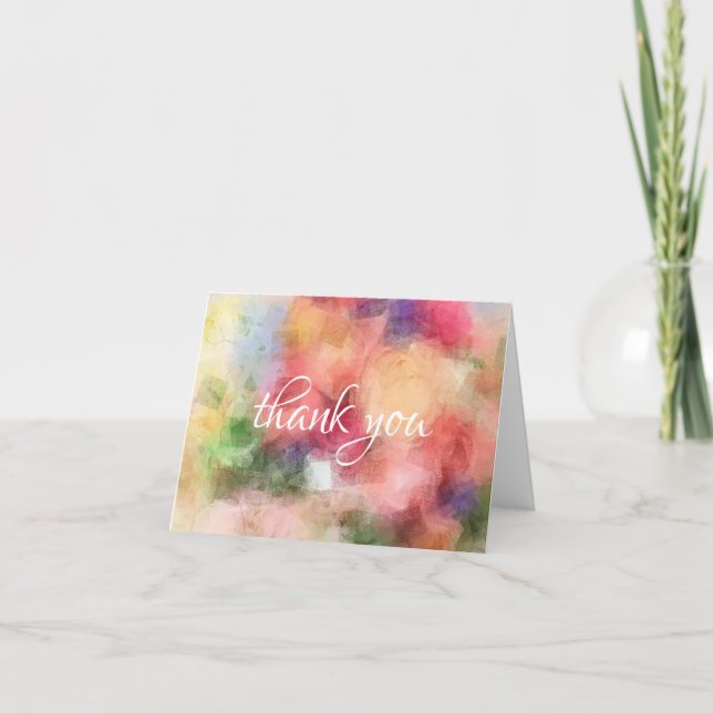 Abstract Roses Flowers Thank You Hand Script Chic Card (Front)