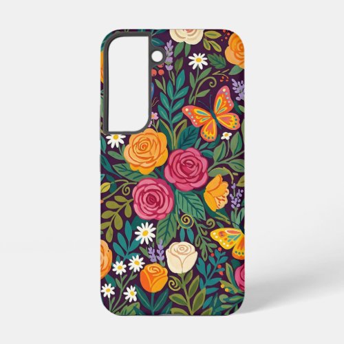 Abstract Roses Garden Butterflies Samsung Cases