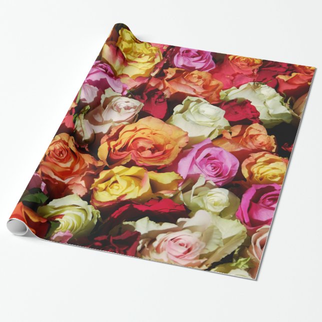 Abstract Roses Garden Elegant Floral  Wrapping Paper (Unrolled)