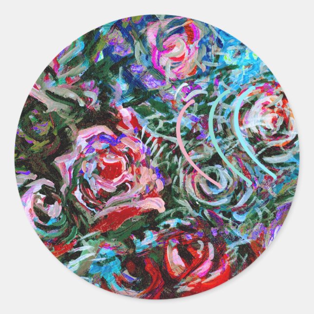 Abstract roses in pink and turquoise - stickers (Front)