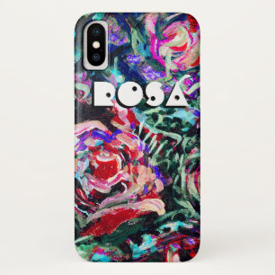 Abstract roses in red and turqoise iPhone case