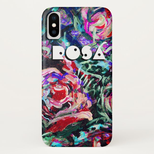 Abstract roses in red and turqoise iPhone case (Back)