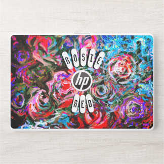 Abstract roses in red and turqoise mini HP laptop skin