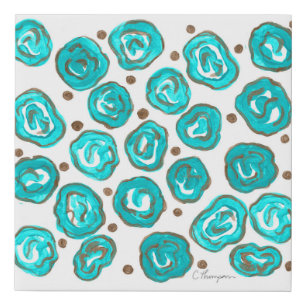 Abstract Roses in Turquoise and Bronze Canvas Art