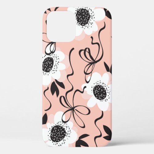 Abstract roses pale colors vintage pattern iPhone 12 case