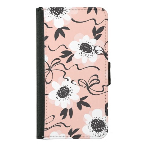 Abstract roses pale colors vintage pattern samsung galaxy s5 wallet case