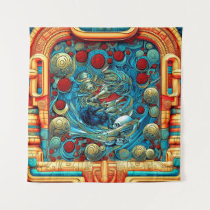 Abstract Roses Priestess Witchy Colorful AI Art Tapestry