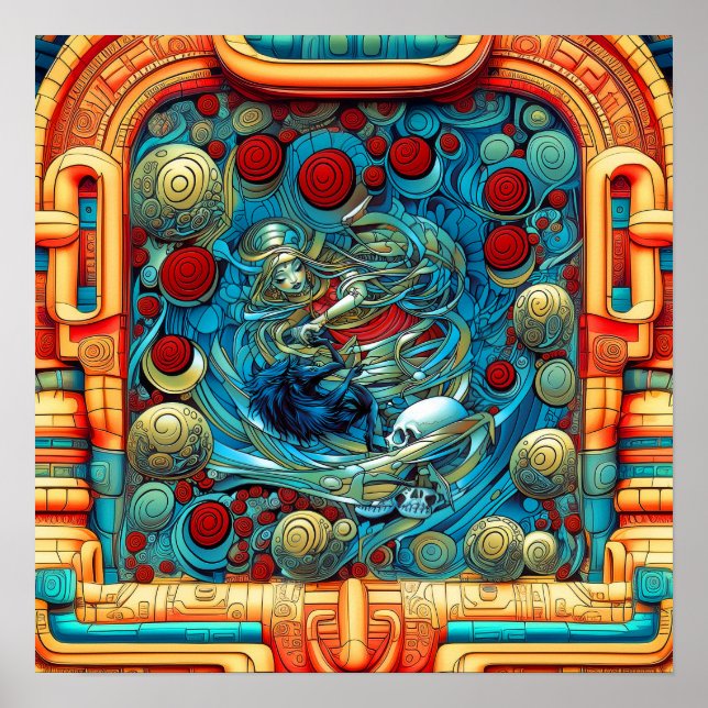 Abstract Roses Witchy Colorful AI Art Matte Value  Poster (Front)