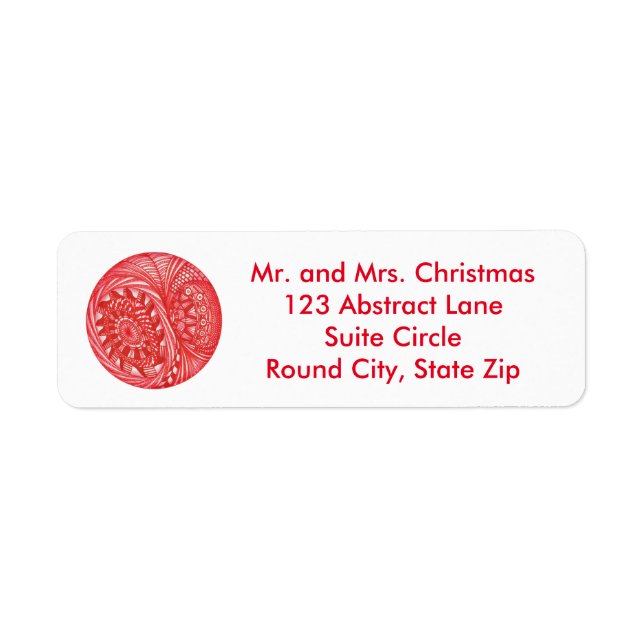 Abstract Round Christmas Ball Address Labels (Front)