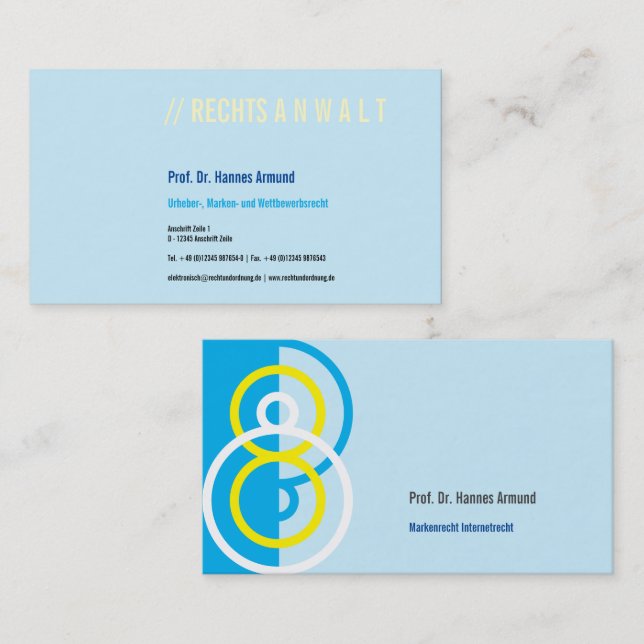 Abstract round logo blue yellow business card (Front/Back)