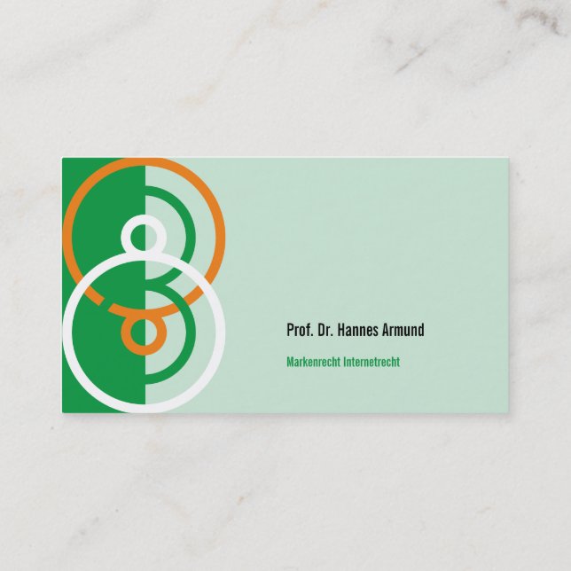 Abstract round logo green orange business card (Back)