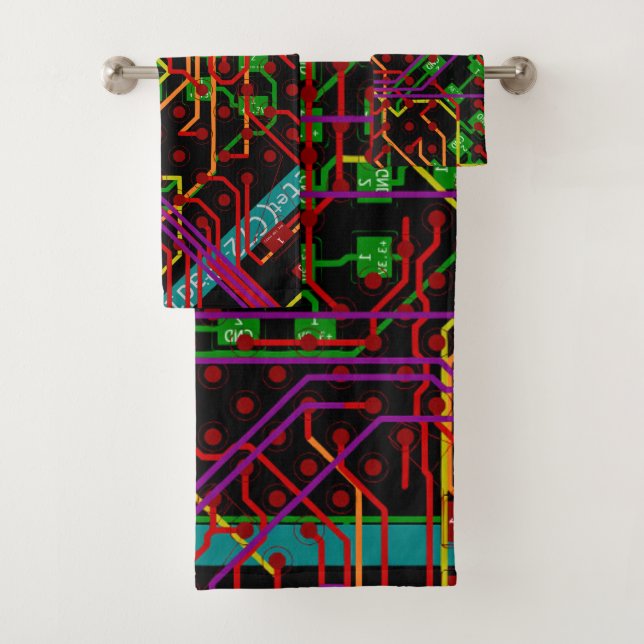   Abstract Routing Process Electronic Modern Geeky Bath Towel Set (Insitu)