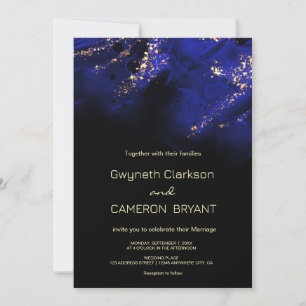 Abstract Royal Blue and Gold Alcohol Invitation