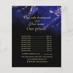 Abstract Royal Blue and Gold Alcohol Price List Flyer