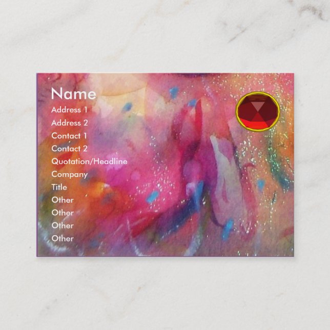 ABSTRACT RUBY , bright red pink blue Business Card (Front)