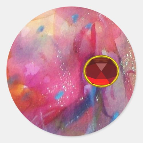 ABSTRACT RUBY CLASSIC ROUND STICKER