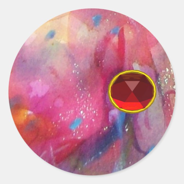 ABSTRACT RUBY CLASSIC ROUND STICKER (Front)