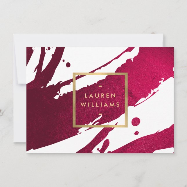 Abstract Ruby Red Brushstrokes Gift Certificate Note Card (Front)