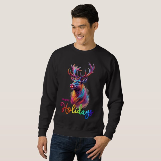 Abstract Rudolph LED LGBTQIA+ Gay Sweatshirt (Front Full)