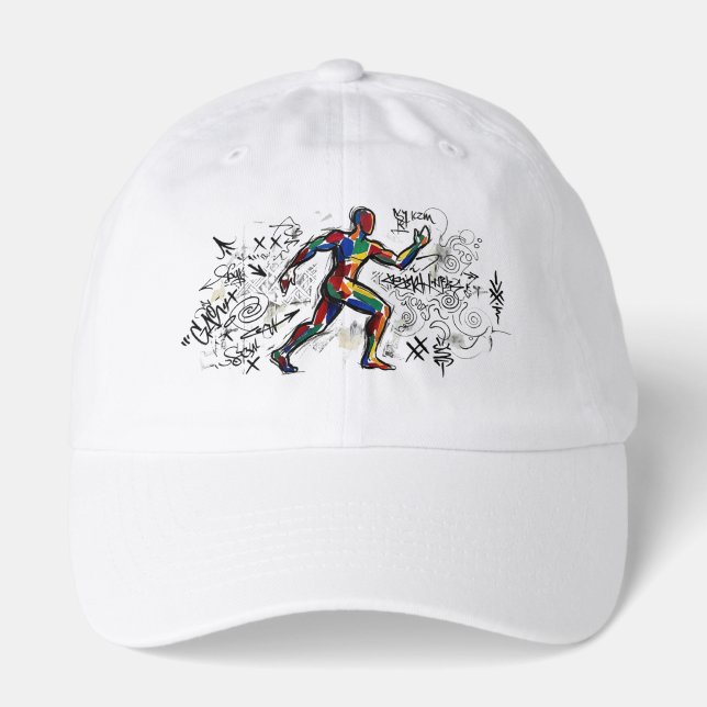 Abstract Runner Graffiti Street Art Hat (Front)
