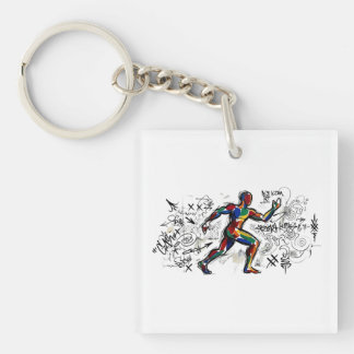 Abstract Runner Graffiti Street Art Keychain