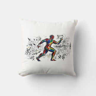 Abstract Runner Graffiti Street Art Throw Pillow