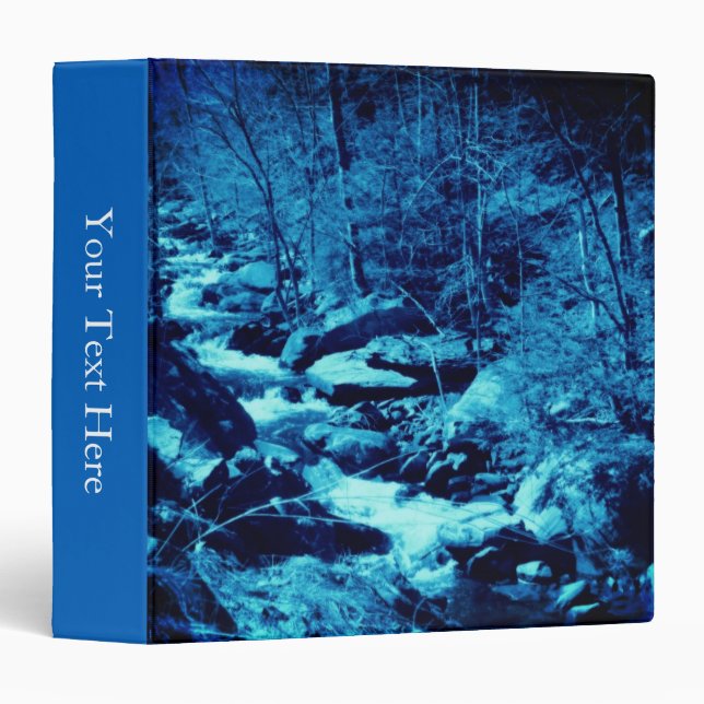 Abstract Rushing Brook Nature Art Personalized 3 Ring Binder (Front/Spine)