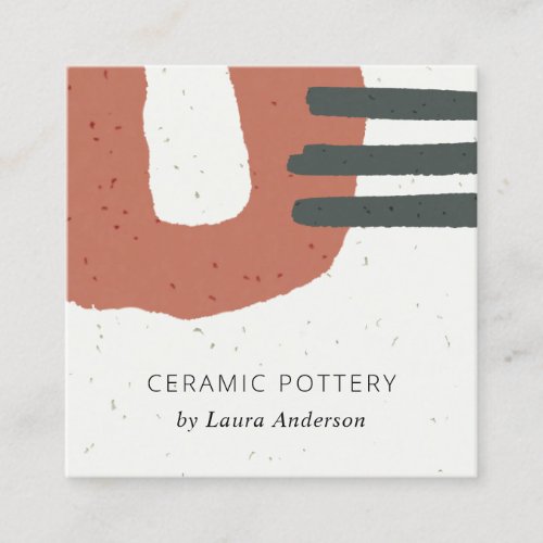 ABSTRACT RUST CERAMIC TEXTURE TERRACOTTA SPECKLED SQUARE BUSINESS CARD