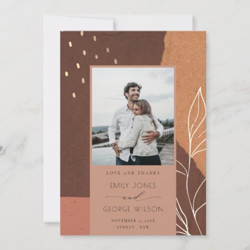 Abstract Rust Fauna Leafy Photo Save The Date Card