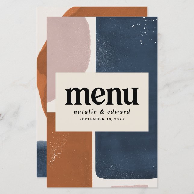 Abstract rust, navy + pink modern contemporary  (Front/Back)