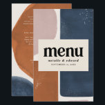 Abstract rust, navy   pink modern contemporary<br><div class="desc">Abstract rust,  navy   pink modern contemporary wedding menu design. Graphic hand painted design. Script text and bold typography.</div>
