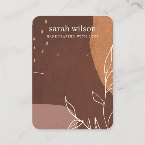 Abstract Rust Orange Leaf Necklace Earring Display Business Card