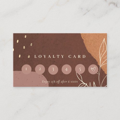 Abstract Rust Orange Leafy Foliage 6 Punch Loyalty Business Card